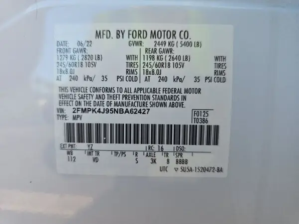 2FMPK4J95NBA62427 2022 FORD EDGE - Image 2