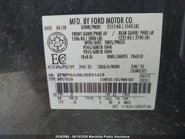 2FMPK4J98JBB91420 2018 FORD EDGE - Image 8
