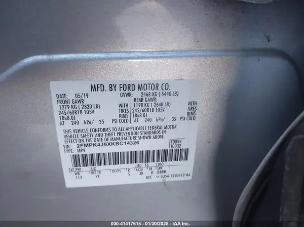 2FMPK4J9XKBC14326 2019 FORD EDGE - Image 8