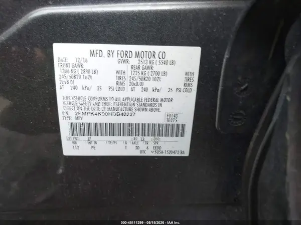 2FMPK4K90HBB40227 2017 FORD EDGE - Image 8