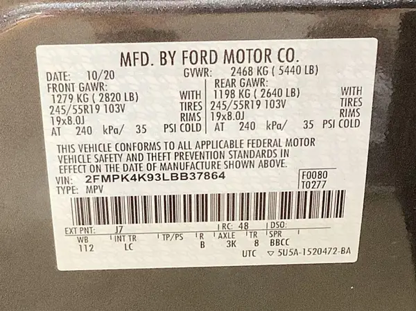 2FMPK4K93LBB37864 2020 FORD EDGE - Image 8