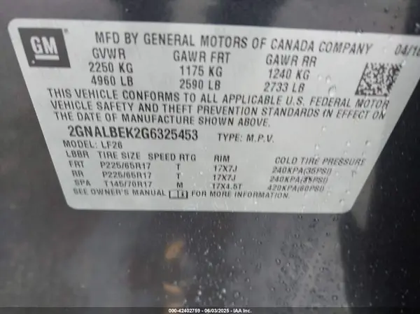 2GNALBEK2G6325453 2016 CHEVROLET EQUINOX - Image 8