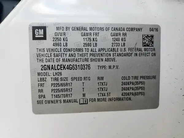 2GNALCEK4G6310376 2016 CHEVROLET EQUINOX - Image 7