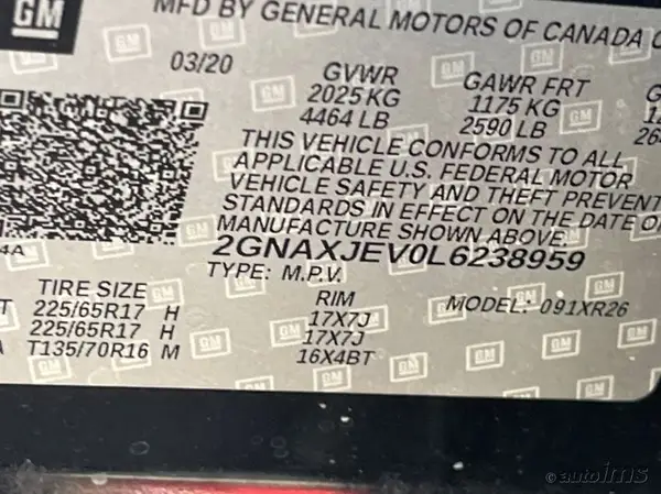 2GNAXJEV0L6238959 2020 CHEVROLET EQUINOX - Image 8