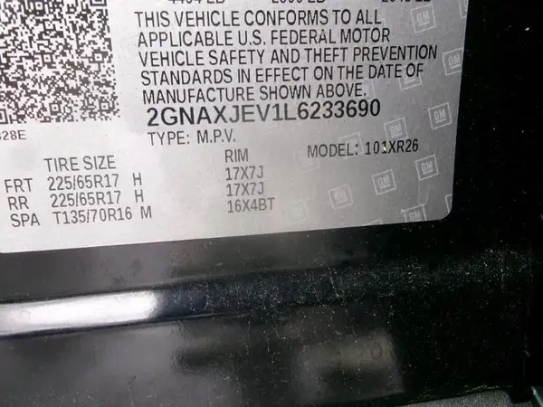 2GNAXJEV1L6233690 2020 CHEVROLET EQUINOX - Image 8
