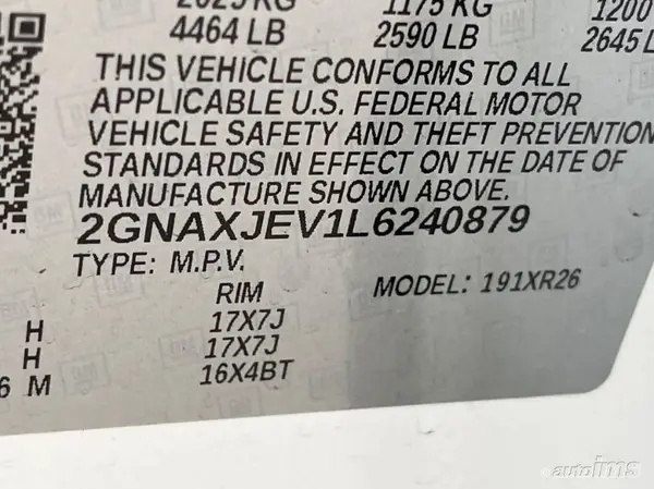 2GNAXJEV1L6240879 2020 CHEVROLET EQUINOX - Image 2