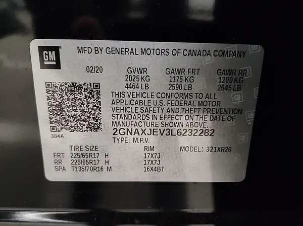 2GNAXJEV3L6232282 2020 CHEVROLET EQUINOX - Image 1