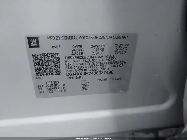 2GNAXJEV4J6337488 2018 CHEVROLET EQUINOX - Image 8