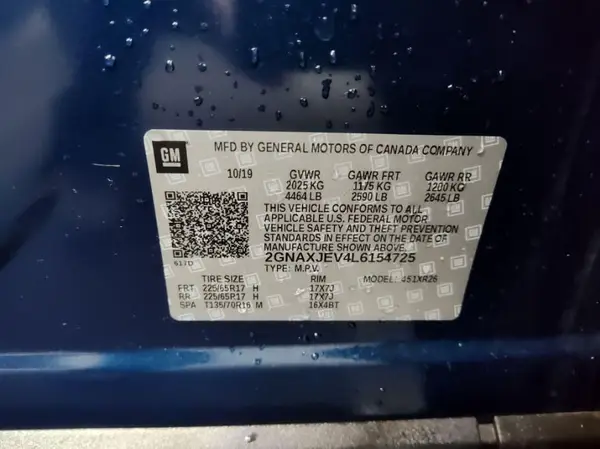 2GNAXJEV4L6154725 2020 CHEVROLET EQUINOX - Image 8