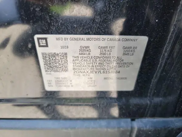 2GNAXJEV7L6157084 2020 CHEVROLET EQUINOX - Image 2