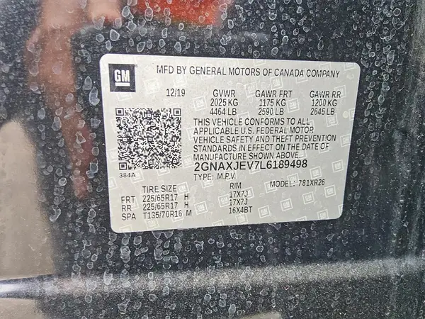 2GNAXJEV7L6189498 2020 CHEVROLET EQUINOX - Image 7