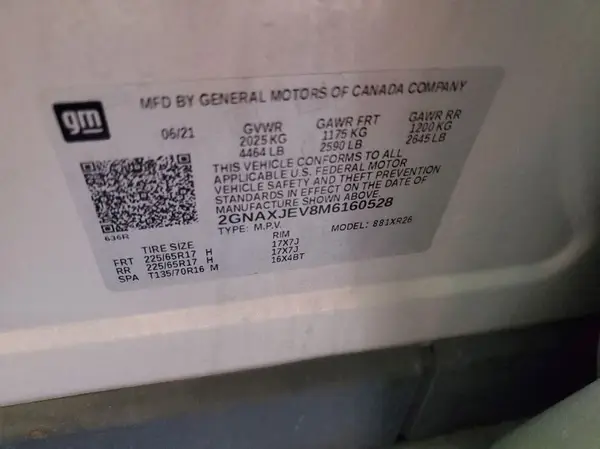 2GNAXJEV8M6160528 2021 CHEVROLET EQUINOX - Image 2