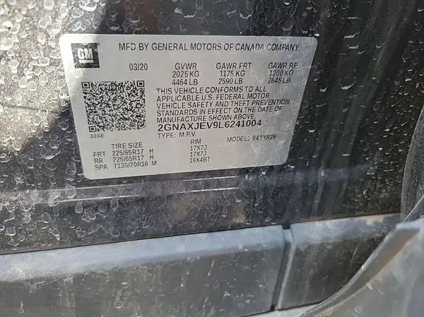 2GNAXJEV9L6241004 2020 CHEVROLET EQUINOX - Image 2