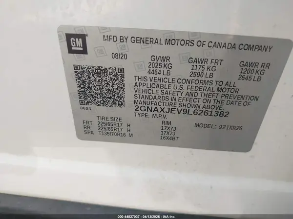 2GNAXJEV9L6261382 2020 CHEVROLET EQUINOX - Image 8
