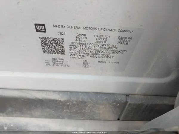 2GNAXJEV9N6138247 2022 CHEVROLET EQUINOX - Image 8
