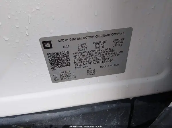 2GNAXPEX7K6192260 2019 CHEVROLET EQUINOX - Image 8