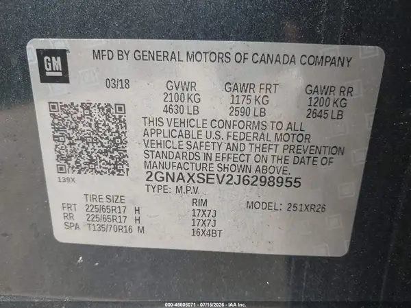 2GNAXSEV2J6298955 2018 CHEVROLET EQUINOX - Image 8
