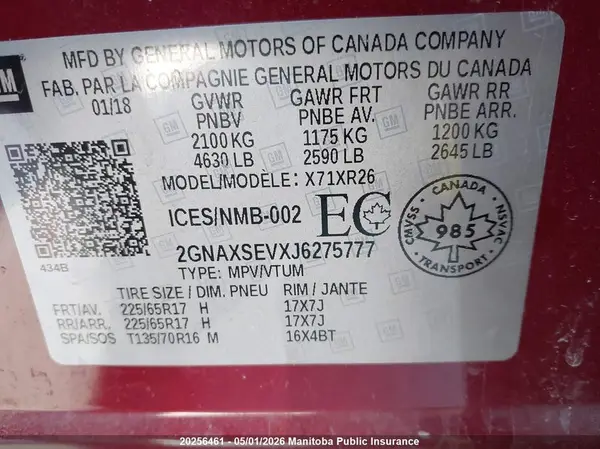 2GNAXSEVXJ6275777 2018 CHEVROLET EQUINOX - Image 8