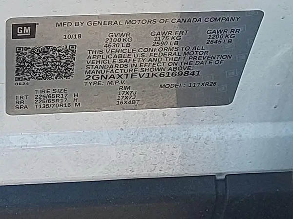 2GNAXTEV1K6169841 2019 CHEVROLET EQUINOX - Image 8