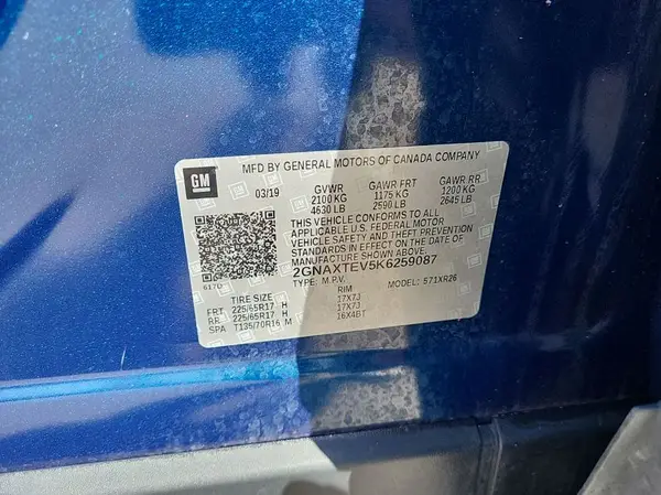 2GNAXTEV5K6259087 2019 CHEVROLET EQUINOX - Image 1