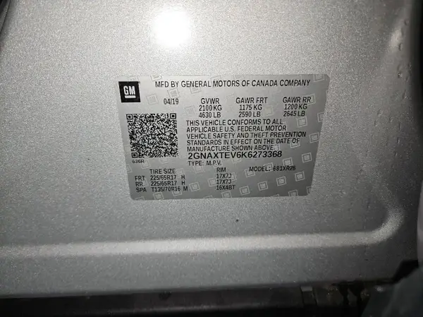 2GNAXTEV6K6273368 2019 CHEVROLET EQUINOX - Image 2