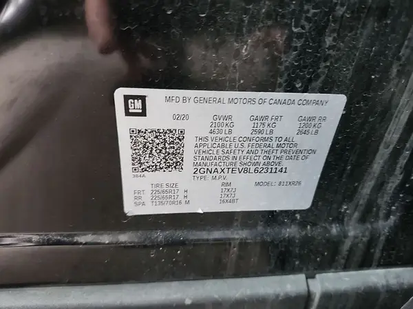 2GNAXTEV8L6231141 2020 CHEVROLET EQUINOX - Image 1