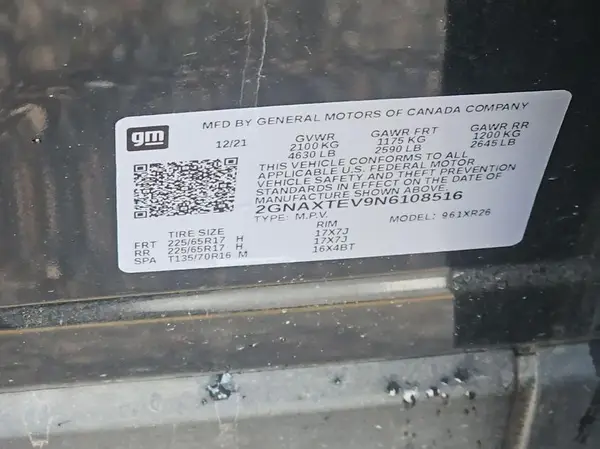 2GNAXTEV9N6108516 2022 CHEVROLET EQUINOX - Image 2