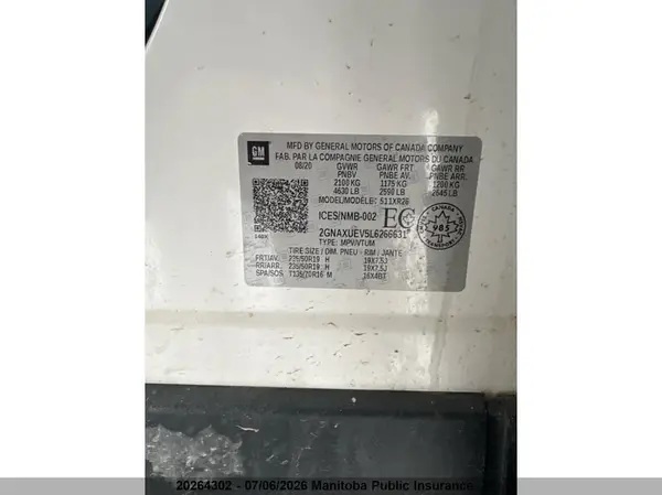2GNAXUEV5L6266631 2020 CHEVROLET EQUINOX - Image 6