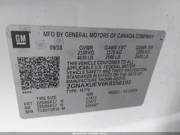2GNAXUEV6K6158193 2019 CHEVROLET EQUINOX - Image 8