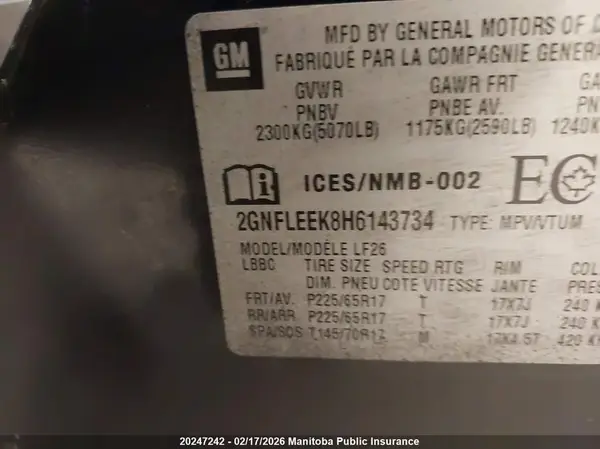 2GNFLEEK8H6143734 2017 CHEVROLET EQUINOX - Image 8