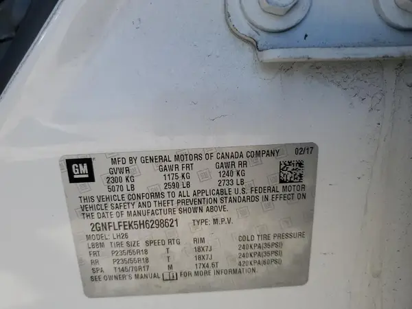2GNFLFEK5H6298621 2017 CHEVROLET EQUINOX - Image 5