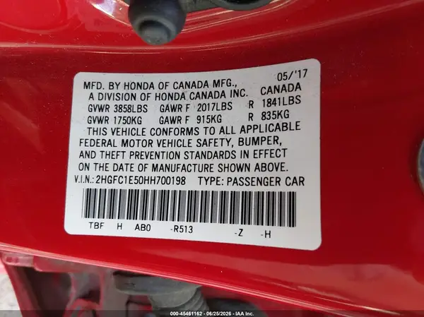 2HGFC1E50HH700198 2017 HONDA CIVIC - Image 8
