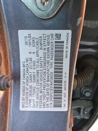 2HGFC1E51KH706535 2019 HONDA CIVIC - Image 8