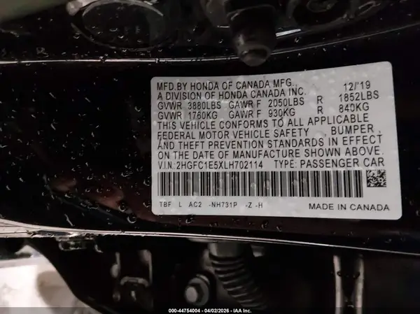 2HGFC1E5XLH702114 2020 HONDA CIVIC - Image 8