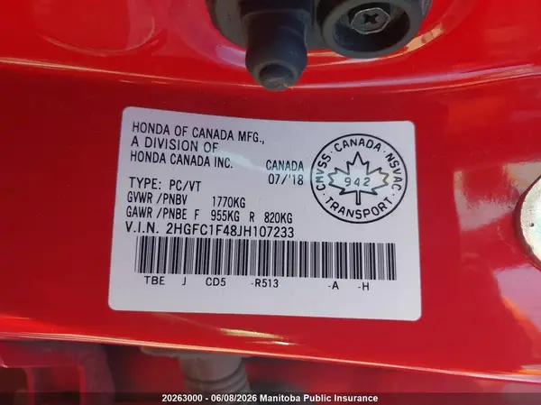 2HGFC1F48JH107233 2018 HONDA CIVIC - Image 8