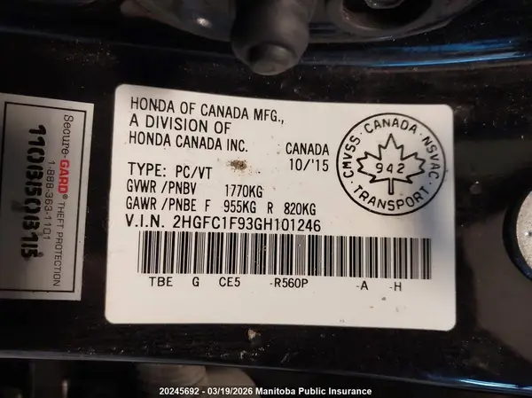 2HGFC1F93GH101246 2016 HONDA CIVIC - Image 8