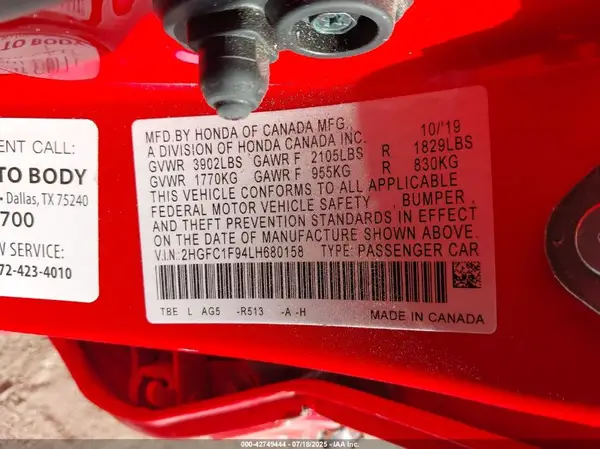 2HGFC1F94LH680158 2020 HONDA CIVIC - Image 8