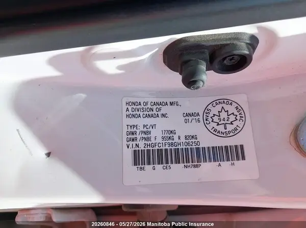 2HGFC1F98GH106250 2016 HONDA CIVIC - Image 8