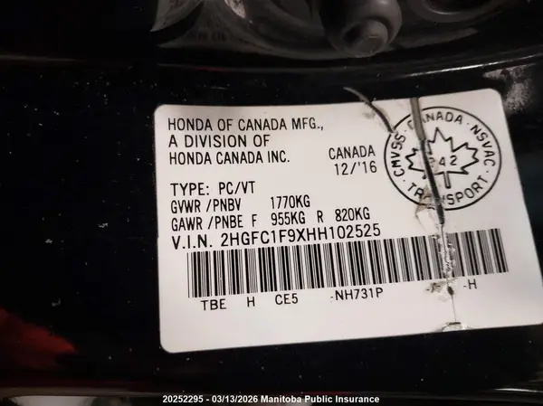 2HGFC1F9XHH102525 2017 HONDA CIVIC - Image 8