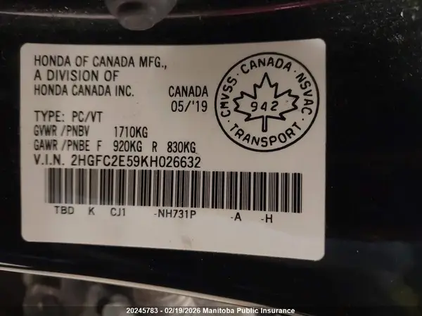 2HGFC2E59KH026632 2019 HONDA CIVIC - Image 8