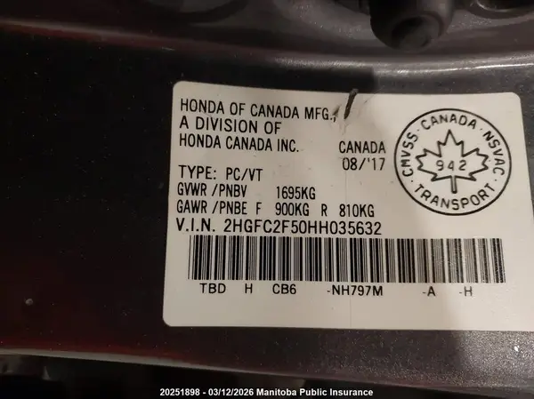 2HGFC2F50HH035632 2017 HONDA CIVIC - Image 8