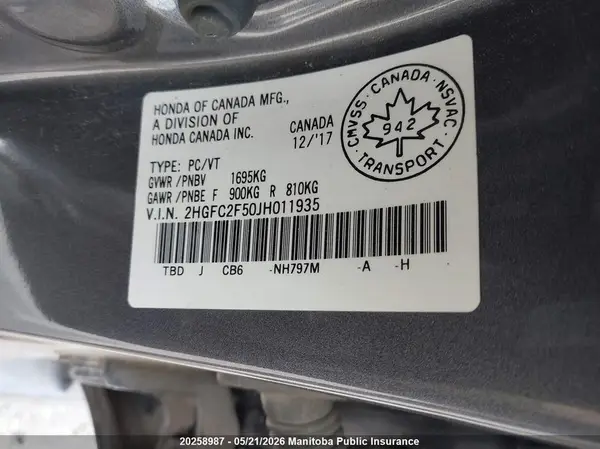 2HGFC2F50JH011935 2018 HONDA CIVIC - Image 8