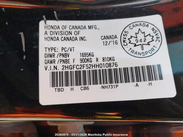 2HGFC2F52HH010876 2017 HONDA CIVIC - Image 8
