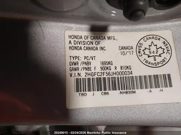 2HGFC2F56JH000034 2018 HONDA CIVIC - Image 8