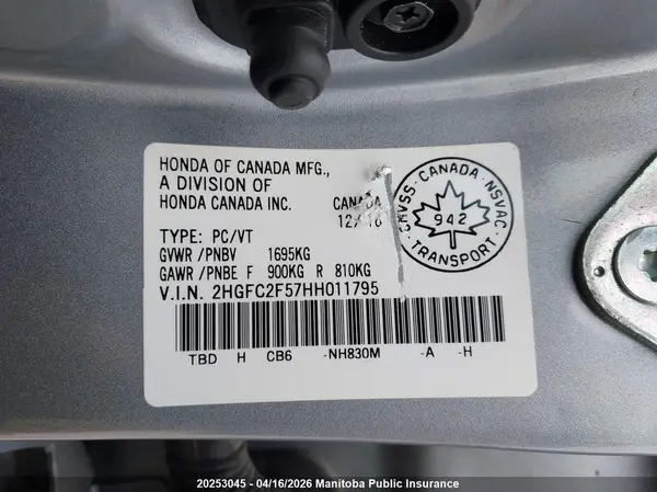 2HGFC2F57HH011795 2017 HONDA CIVIC - Image 8