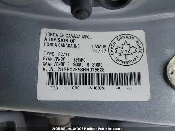 2HGFC2F58HH015628 2017 HONDA CIVIC - Image 8