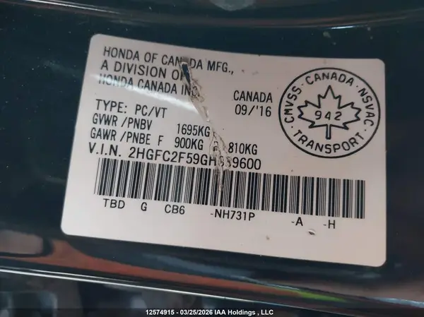 2HGFC2F59GH039600 2016 HONDA CIVIC - Image 8