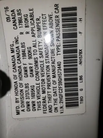 2HGFC2F59GH573440 2016 HONDA CIVIC - Image 8