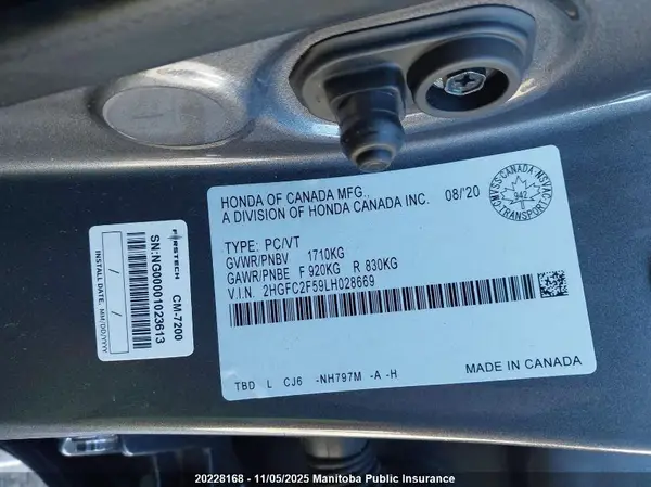 2HGFC2F59LH028669 2020 HONDA CIVIC - Image 8