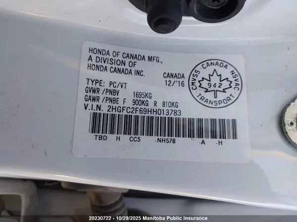 2HGFC2F69HH013783 2017 HONDA CIVIC - Image 8